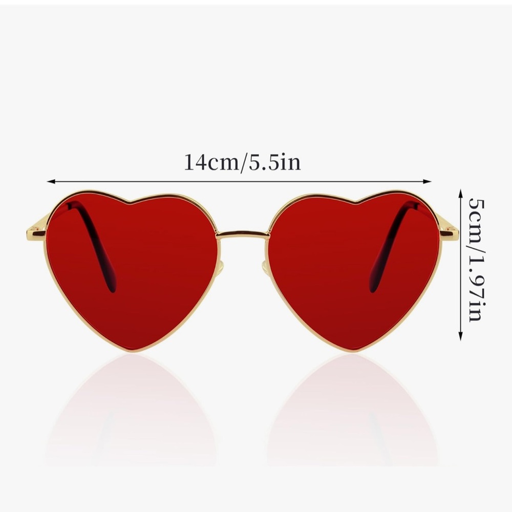🆕 Heart Shaped Red Lens Sunglasses..UV protection - Picture 2 of 6